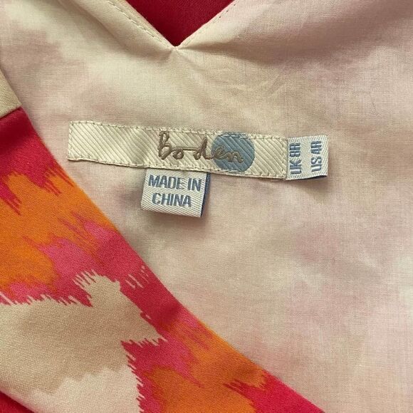 Boden Pink, Orange & White Ikat Sleeveless Pencil Dress Size 4R - Picture 3 of 4